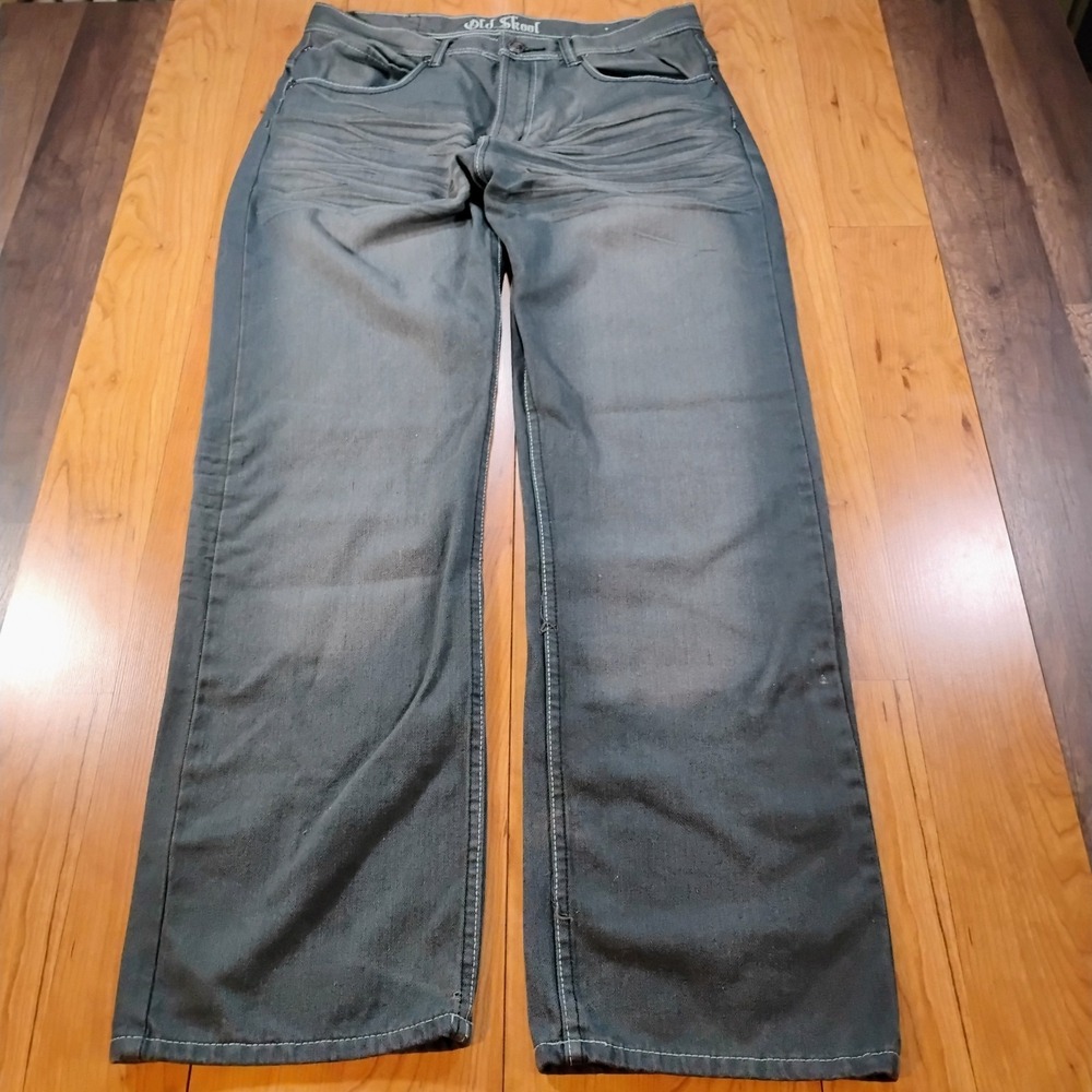 Old Skool Jeans Mens 36 x 32 Gray Denim Straight Leg Streetwear Pants